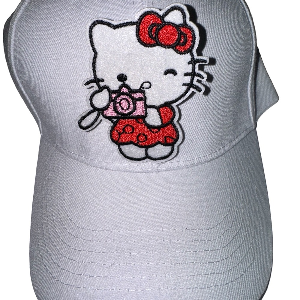 Hello Kitty ball cap white twill adjusts NWT patch fun summer gift beach vacay